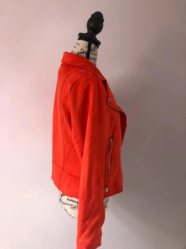Jacket / Orange suede effect Perfecto – La Halle – Size 38 (M) – photo 4